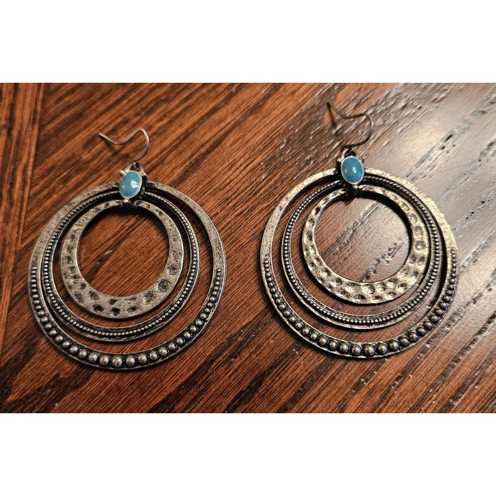 Premier Designs Around Town Dangle Boho Earrings Blue Faux Turquoise